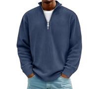 Sudadera lisa 2026 para hombre y hombre, con cremallera de un cuarto, sudadera de manga larga, cuello alto, lisa, ligera, casual, ropa para entrenamiento en interiores y exteriores, azul marino, 5XL