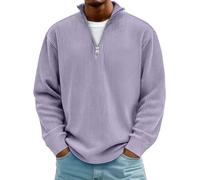 Sudadera lisa 2026 para hombre y hombre, con cremallera de un cuarto, sudadera de manga larga, cuello alto, lisa, ligera, casual, ropa para entrenamiento en interiores y exteriores, Morado (, 5XL