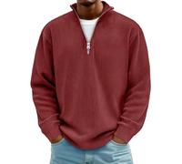 Sudadera lisa 2026 para hombre y hombre, con cremallera de un cuarto, sudadera de manga larga, cuello alto, lisa, ligera, casual, ropa para entrenamiento en interiores y exteriores, rosso, 5XL