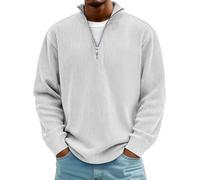 Sudadera lisa 2026 para hombre y hombre, con cremallera de un cuarto, sudadera de manga larga, cuello alto, lisa, ligera, casual, ropa para entrenamiento en interiores y exteriores, blanco, 5XL
