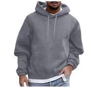 Sudadera lisa con capucha para hombre y mujer, sudadera con capucha con cordón, manga larga, casual, suave y cómoda, para adultos, gris oscuro, XL