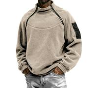 Sudadera lisa para hombre, ligera, a la moda, color sólido, cálida y transpirable, para entrenamiento en interiores y exteriores, caqui, M