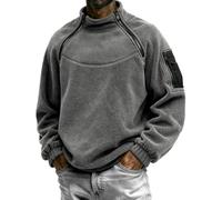 Sudadera lisa para hombre, ligera, a la moda, color sólido, cálida y transpirable, para entrenamiento en interiores y exteriores, gris oscuro, S