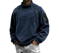 Sudadera lisa para hombre, ligera, a la moda, color sólido, cálida y transpirable, para entrenamiento en interiores y exteriores, azul marino, S