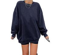 Sudadera Los Ángeles para mujer, jersey de manga larga, cuello redondo, básico, holgado, sin capucha, para adolescentes, niñas, vintage, camiseta, azul oscuro, S