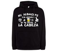 Sudadera Mi Albacete sin Cerveza no me entra en la Cabeza Frase para futboleros - Negro, L