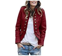 Sudadera Militar Para Mujer, Chaqueta de Lana Elegante Con Botones Frontales, Corta de Traje, Cuello Alto Para Otoño y Verano