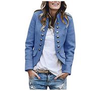 Sudadera Militar Para Mujer, Chaqueta de Lana Elegante Con Botones Frontales, Corta de Traje, Cuello Alto Para Otoño y Verano