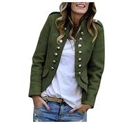 Sudadera Militar Para Mujer, Chaqueta de Lana Elegante Con Botones Frontales, Corta de Traje Para Otoño y Verano, Cuello Alto