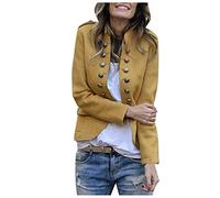 Sudadera Militar Para Mujer, Chaqueta de Lana Elegante Con Botones Frontales, Corta y de Cuello Alto - Para Otoño y Verano