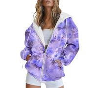 Sudadera moderna y sencilla con bolsillo con cremallera para mujer, lindas sudaderas para mujer, Morado (, XL