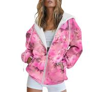 Sudadera moderna y sencilla con bolsillo con cremallera para mujer, lindas sudaderas para mujer, rosa, XL
