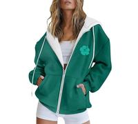Sudadera moderna y sencilla con bolsillo con cremallera para mujer, talla grande, sudaderas con capucha para mujer, Verde tirando a negro, XXL