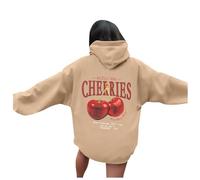 Sudadera Mujer Capucha Cereza, Estampado Fruta Kawaii