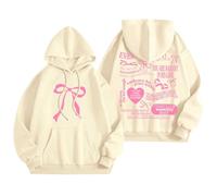 Sudadera Mujer Capucha diseño Original Colores Sudaderas con Capucha para Mujer Sudaderas con gráficos de Palabras Sudaderas con Capucha Sudaderas de Moda Ropa Preppy Sudadera de Manga (Beige, L)