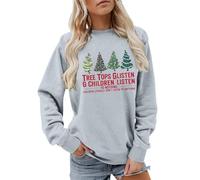 Sudadera Mujer Capucha,Jersey Rojo Navidad niña,Christmas Mom Sweatshirts Women Tree Tops Glisten and Children Listen To Christmas Tree Graphic Pullover Tops Polainas Caballo (Grey, XXL)