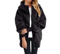 Sudadera Mujer Capucha Oversize, Chaqueta Deportiva Mujer con Bolsillo Sudaderas Otoño E Invierno Sudadera Casual Abrigo Con Cremallera Abrigos Cordón Chaqueta Con Bolsillo Ropa De Gran Tamaño