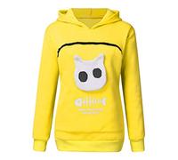 Sudadera Mujer Casual con Capucha Impresión de Gato Hoodie con Bolsillos Outwear Puede contener gatos Manga Larga Tops