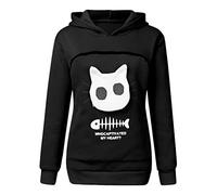Sudadera Mujer Casual con Capucha Impresión de Gato Hoodie con Bolsillos Outwear Puede contener gatos Manga Larga Tops