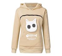 Sudadera Mujer Casual con Capucha Impresión de Gato Hoodie con Bolsillos Outwear Puede contener gatos Manga Larga Tops
