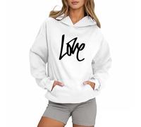 Sudadera Mujer Casual Mujer Sudadera con Capucha Con Letras Estampado Brillante Patrón De Estrellas Para Elegante Moda Casual Sudadera Blanco Gris, Blanco, XL