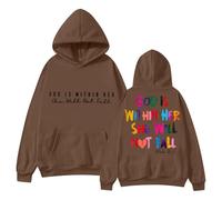 Sudadera Mujer con Capucha Larga y Bolsillos En 2024 estará Disponible la Sudadera Lady con In God. La Sudadera con Capucha God Is In Her Heart and She Will Not Fall Down. (Coffee, XXL)