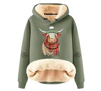 Sudadera Mujer con Capucha Manga Larga Moderna Ladies' Cattle Winter Thick Warm Warm Solid Color Color Lamb Fleece Hoodie Coat (Light Green, XXXXL)