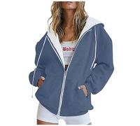 Sudadera Mujer Cremallera Chaqueta Mujer Invierno Sweatshirt Ofertas Flash del Dia Premium Hoy - Sweater Running Polar Talla Grande Ropa Deportiva Color Sólido Jersey(Azul Real,M)