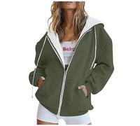 Sudadera Mujer Cremallera Jersey Mujer Invierno Ropa Deportiva Regalos para Profesoras - Jersey Borreguito Polar Elegante Sweater Color Sólido Sweatshirt(Ejercito Verde,XL)