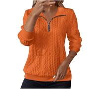 Sudadera Mujer Cremallera,Sudadera Personalizada Mujer,Ropa Casa Mujers,Suéter Sin Sombrero con Solapa Sólida Casual para Mujeres,Jersey Oversize,01-Orange,XL