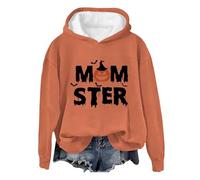 Sudadera Mujer Manga Larga Sudadera de Halloween para Mujer con Cuello y Manga Larga para otoño B tas De Casa Mujer Tallas Grandes Sherp Hoodie (Orange, M)