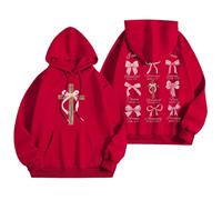 Sudadera Mujer Oversize con Capucha y Cremallera Sudaderas con Capucha para Mujer Sudaderas con gráficos de Palabras Sudaderas con Capucha Sudaderas de Moda Ropa Preppy Sudadera de Manga (Red, S)