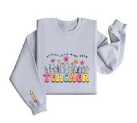 Sudadera Mujer sin Capucha Deportiva Casual Ligera Camisas de Maestra para Mujer Sudadera de Maestra Regreso a la Escuela Día de Agradecimiento al Maestro de jardín de Infantes (Light Gray, XL)