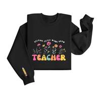 Sudadera Mujer sin Capucha Deportiva Casual Ligera Camisas de Maestra para Mujer Sudadera de Maestra Regreso a la Escuela Día de Agradecimiento al Maestro de jardín de Infantes (Black, S)