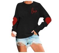 Sudadera Mujer Sin Capucha，Sudadera Informal Holgada Manga Larga Cuello Estampado inglés Talla Grande cómoda Moderna para Mujer sin Capucha (Black, XXL)