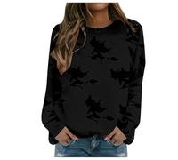 Sudadera Mujer Sin Capucha, Sudadera Mujer Talla Grande, Divertido Elástica Transpirables Manga Larga Slim Fit Con Estampado Sudadera Holgados Moda Ligero Secado Rápido Sudaderas Para Halloween
