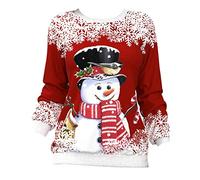 Sudadera Navidad Jersey Navideño Mujer Jersey Navidad Jerseys Jerséis Navideños Mujer Sudaderas Navideñas Navideña Merry Christmas Jersey Feo Navidad Friki Sweatshirt Pullover Talla Grande Rojo 3XL