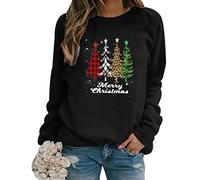 Sudadera Navidad Mujer Jersey Arbol Navideño Feo Sudaderas Navideñas Mujer Divertido Pullover Navidad Ugly Jerseys Navideños Adolescente Chica Sudadera Navideña Talla Grande Sueter Navideño Negro XL