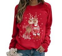Sudadera Navidad Mujer Jersey Navideño Mujer Jersey Navidad Jerseys Jerséis Navideños Mujer Sudaderas Navideñas Xmas Merry Christmas Jersey Feo Reno Ugly Suéter Friki Pullover Talla Grande Rojo M