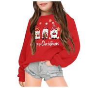 Sudadera Navidad Niña, Sudaderas sin Capucha Niños con Estampado Navideño Christmas Sweatshirt Manga Larga Cuello Redondo Informal Ropa Navideña para 3-12 Años