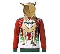 Sudadera Navideña 3D Unisex Con Capucha - Jersey Suéter Para Hombre y Mujer - Reno Christmas Antlers