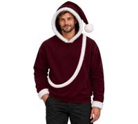 Sudadera navideña con Capucha para Hombre, Gorro de Papá Noel, Sudadera con | Sudaderas De Dos Colores Para Hombre Cremallera Fina Aesthetic Golf Esqueleto Barata Bordadas Fitness Usa Halloween Precio