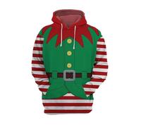 Sudadera navideña con capucha para hombre, graciosa con estampado de motivo navideño, sudadera oversize estilo elfo, sudadera fea de Navidad, forro polar con capucha, cálido suéter navideño con