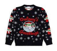 Sudadera navideña de Mandalorian de Star Wars | Suéter navideño para niños | Sudadera acrílica de Navidad con estampado de Grogu de Star Wars para niños | Regalos de Mandalorian para niños, azul, 8-9