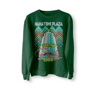Sudadera navideña fea de la fiesta de Nakatomi Plaza 1988, suéter navideño, sudadera de Navidad, divertida sudadera navideña de los 80 de la película Die Hard con Bruce, verde oscuro, XL