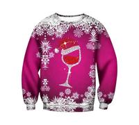 Sudadera navideña FEA para Hombre, Estampado 3D Divertido, Cuello Redondo de Manga Larga, Camiseta navideña Divertida Deslumbrante