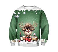 Sudadera navideña FEA para Hombre, Estampado 3D Divertido, Cuello Redondo de Manga Larga, Camiseta navideña Divertida Deslumbrante