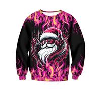 Sudadera navideña FEA para Hombre, Estampado 3D Divertido, Cuello Redondo de Manga Larga, Camiseta navideña Divertida Deslumbrante