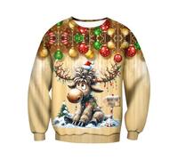 Sudadera navideña FEA para Hombre, Estampado 3D Divertido, Cuello Redondo de Manga Larga, Camiseta navideña Divertida Deslumbrante