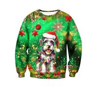 Sudadera navideña FEA para Hombre, Estampado 3D Divertido, Cuello Redondo de Manga Larga, Camiseta navideña Divertida Deslumbrante